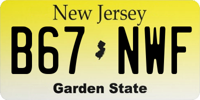 NJ license plate B67NWF
