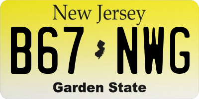 NJ license plate B67NWG