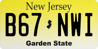 NJ license plate B67NWI