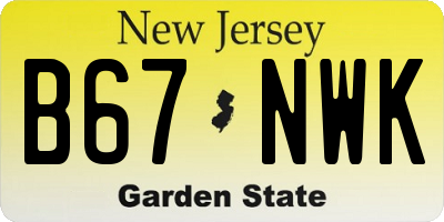 NJ license plate B67NWK