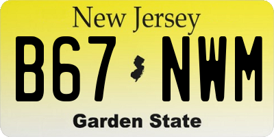 NJ license plate B67NWM