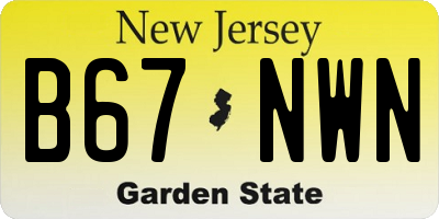 NJ license plate B67NWN