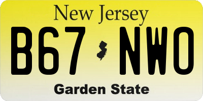 NJ license plate B67NWO