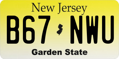 NJ license plate B67NWU