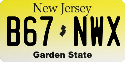 NJ license plate B67NWX
