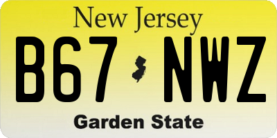 NJ license plate B67NWZ