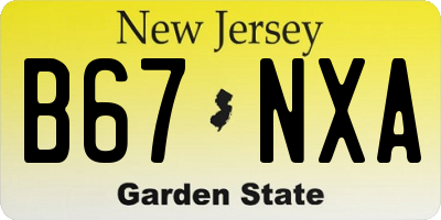NJ license plate B67NXA