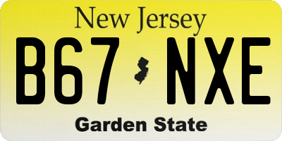 NJ license plate B67NXE