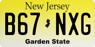 NJ license plate B67NXG
