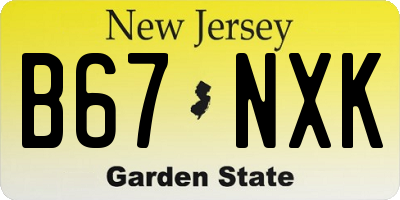 NJ license plate B67NXK