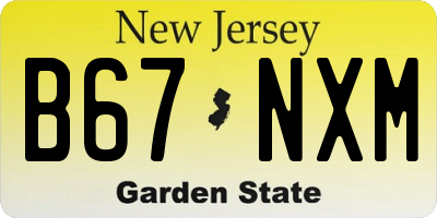 NJ license plate B67NXM