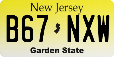 NJ license plate B67NXW