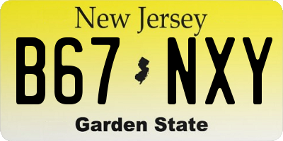 NJ license plate B67NXY