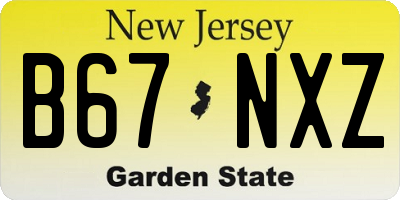 NJ license plate B67NXZ