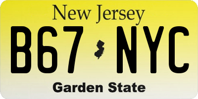 NJ license plate B67NYC