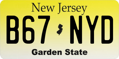NJ license plate B67NYD