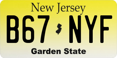 NJ license plate B67NYF