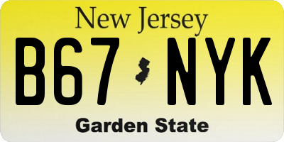 NJ license plate B67NYK