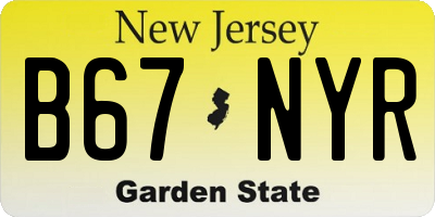 NJ license plate B67NYR
