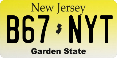 NJ license plate B67NYT