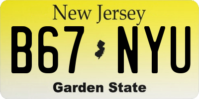 NJ license plate B67NYU