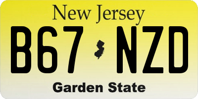 NJ license plate B67NZD