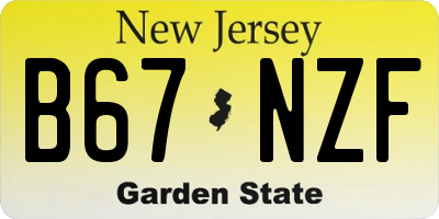NJ license plate B67NZF