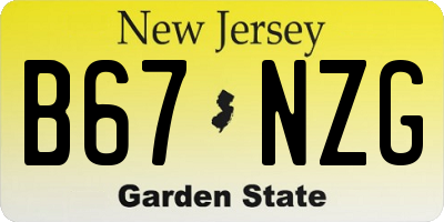 NJ license plate B67NZG