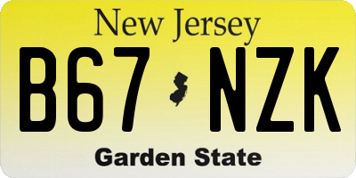 NJ license plate B67NZK