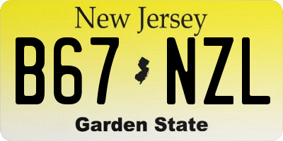 NJ license plate B67NZL