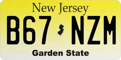 NJ license plate B67NZM