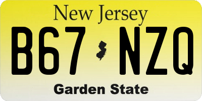 NJ license plate B67NZQ
