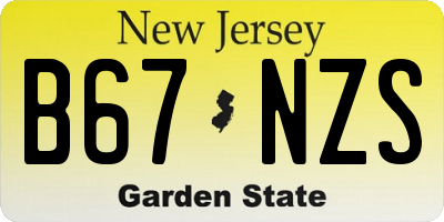 NJ license plate B67NZS