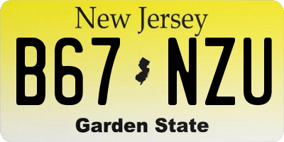 NJ license plate B67NZU