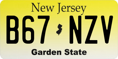 NJ license plate B67NZV