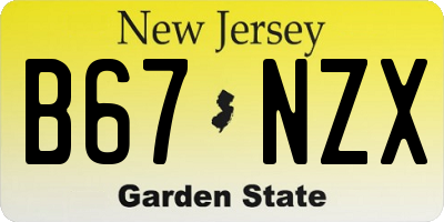 NJ license plate B67NZX