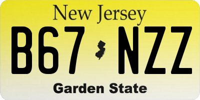 NJ license plate B67NZZ