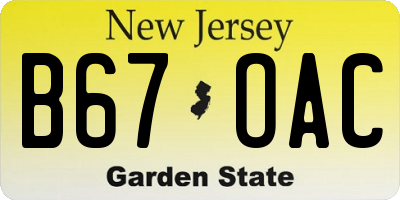 NJ license plate B67OAC