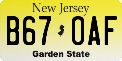NJ license plate B67OAF