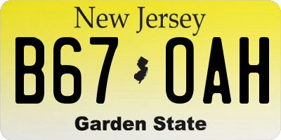 NJ license plate B67OAH