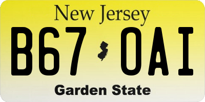 NJ license plate B67OAI