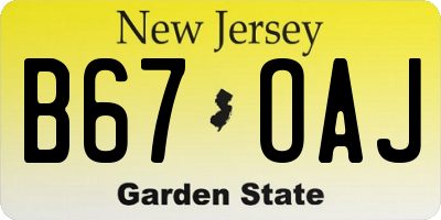 NJ license plate B67OAJ