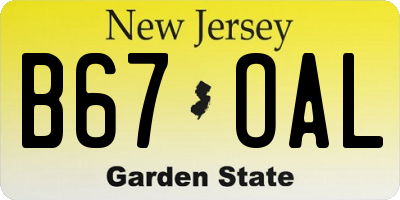 NJ license plate B67OAL