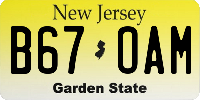 NJ license plate B67OAM