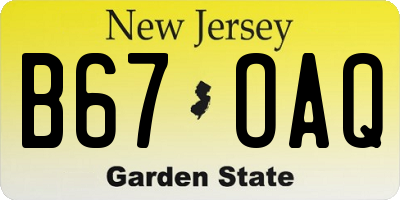NJ license plate B67OAQ