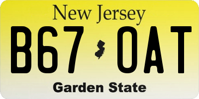 NJ license plate B67OAT
