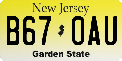 NJ license plate B67OAU