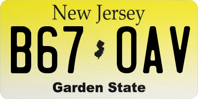NJ license plate B67OAV
