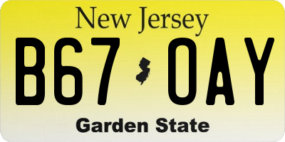 NJ license plate B67OAY