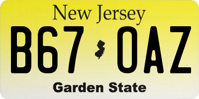 NJ license plate B67OAZ